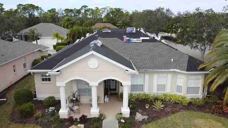 Asphalt roof under construction