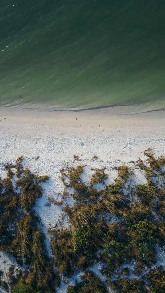 Overhead view of the beach on Longboat Key